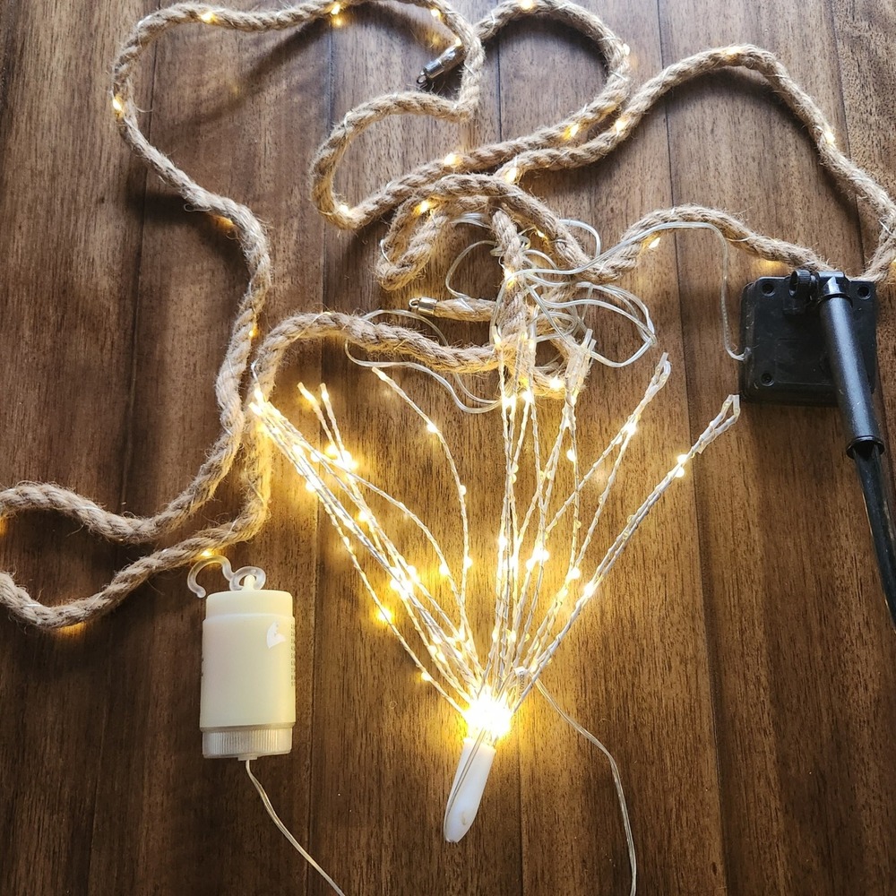 Solar Powered Rope Lights Outdoor Garden Patio String Lights and‎ hanging star
